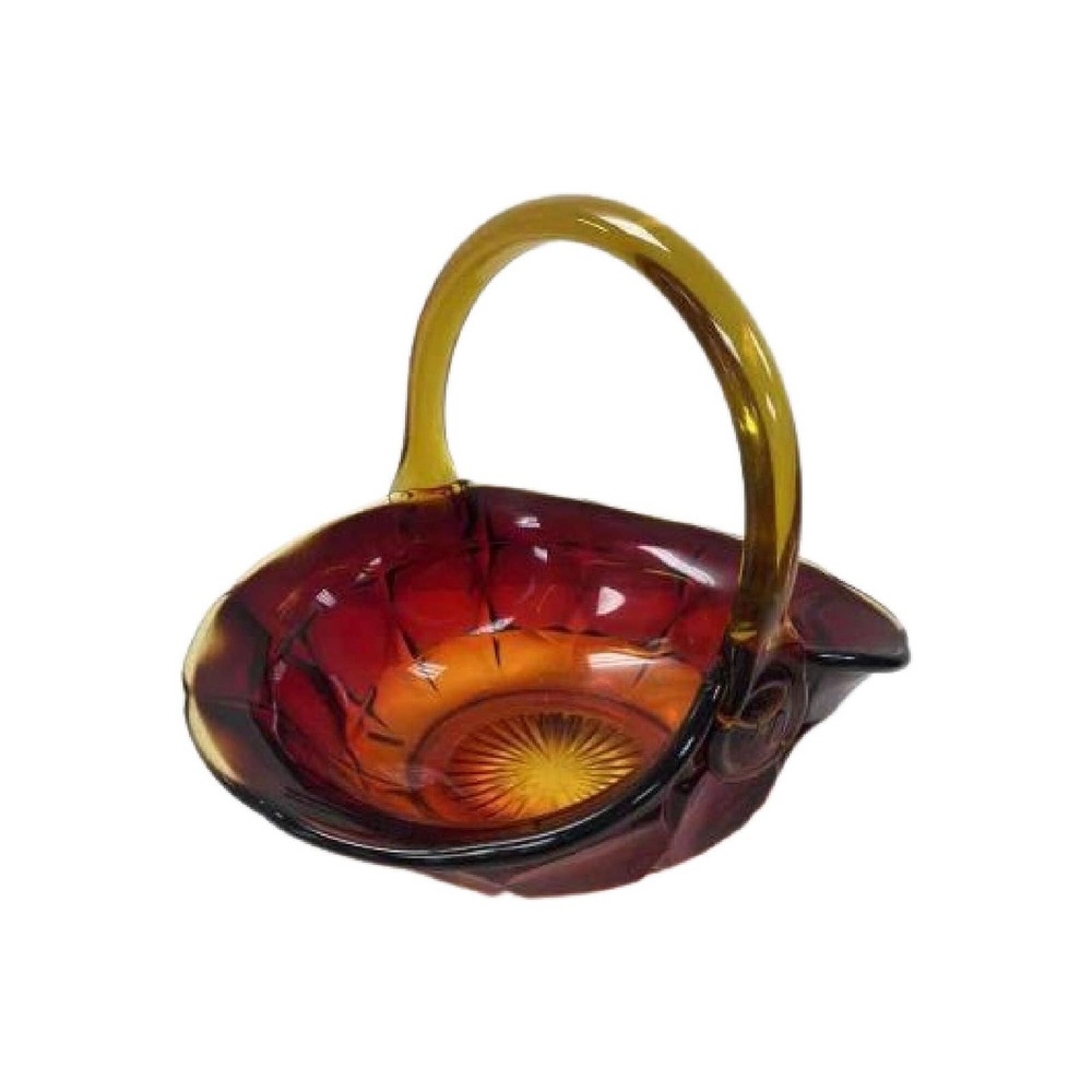 Amberina Glass Constellation Sunset Basket by Tiara Glass